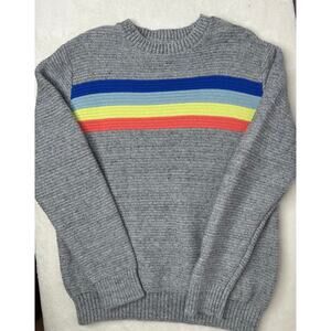 Gymboree Grey Knit Sweater Rainbow Stripe Boys Medium Kids Pullover